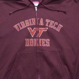 Vintage Champion Virginia Tech Hokies Full Zip Hoodie Burgundy M
